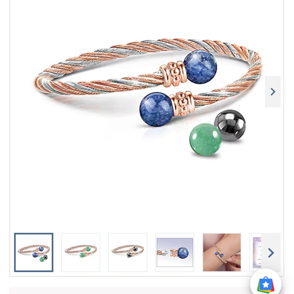 Cable bracelet with copper and interchangeable gems